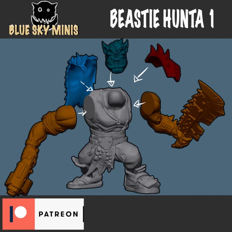 Beastie Huntas - Orc Squad - 16k Resin - Orcs / Tabletop / Wargaming / Grimdark image 3