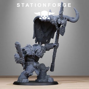 Chef Orkaz Bearer Orks | Station Forge 16k Figurines en résine | 28 mm 32 mm Jeux de figurines | Non peintes image 5