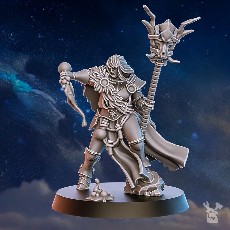 Blackhide Tribe Shaman | 16k Resin Miniatures | 28mm 32mm Tabletop Wargaming | Unpainted image 2