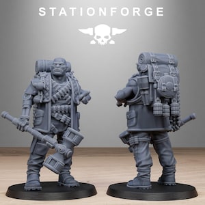 Grimcorp Scrap Operatives | Station Forge 16k Resin Miniatures | 28mm 32mm Tabletop Wargaming | Unpainted image 5