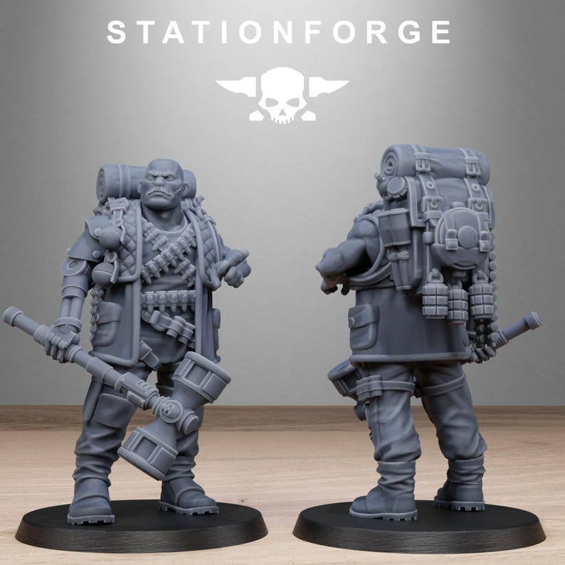 Grimcorp Scrap Operatives | Station Forge 16k Resin Miniatures | 28mm 32mm Tabletop Wargaming | Unpainted image 5