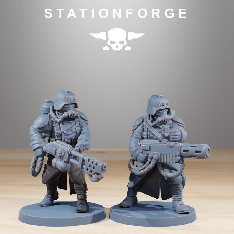 Grimguard Combatants | Station Forge 16k Resin Miniatyrer | 28 mm 32 mm Bordspel Krigsspel | Omålad bild 7