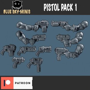 Pistol Pack 1 - Orc Bits Kit - 16k Resin - Orcs / Tabletop / Wargaming / Grimdark image 2
