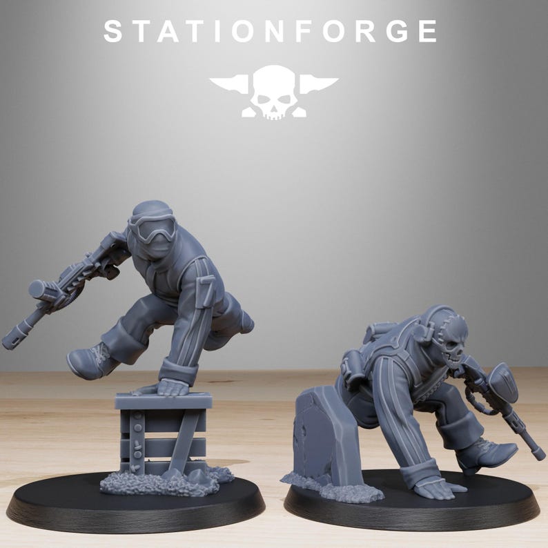 Grimguard Paintball-Trupp | Station Forge 16k Resin-Miniaturen | 28 mm/32 mm Tabletop-Wargaming | Unbemalt Bild 4