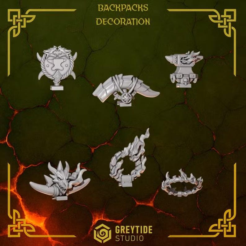 Anvil Wardens - Backpack Decoration - 16k Resin - GreyTide Studio - Drakes / Space Warriors / Bitz / Tabletop / Wargaming / Grimdark image 2