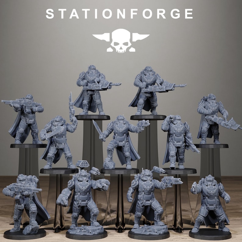 Vaskar Heavy Squad | Station Forge 16k Resin Miniatures | 28mm 32mm Tabletop Wargaming | Unpainted image 2