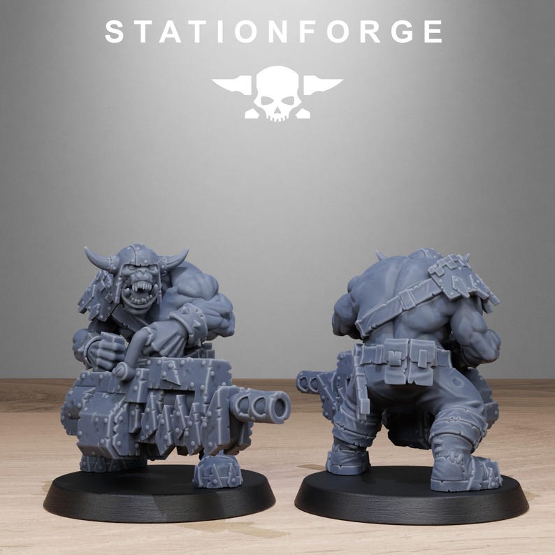 Orks Orkaz Bros Infantry | Station Forge 16k Resin Miniatures | 28mm 32mm Tabletop Wargaming | Unpainted image 5