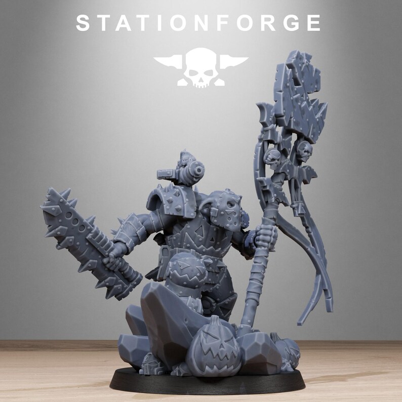 Orkos Orkaz Boo Basher / Station Forge 16k Miniaturas de resina / 28 mm 32 mm Juegos de guerra de mesa / Sin pintar imagen 8