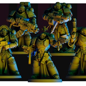 Space Knights Veterans Squad | 16k Resin Miniatures | 28mm 32mm Tabletop Wargaming | Unpainted All
