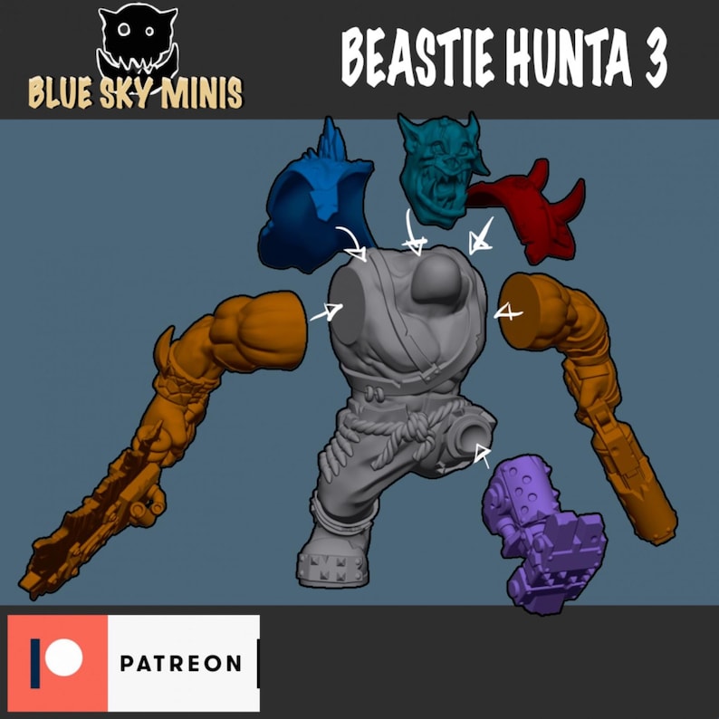 Beastie Huntas - Orc Squad - 16k Resin - Orcs / Tabletop / Wargaming / Grimdark image 5