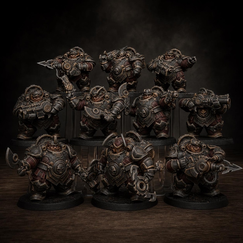 Legacy Ironvale Bulkguards | Station Forge 16k Resin Miniatures | 28 mm 32 mm Tabletop Wargaming | Ongeverfd afbeelding 1