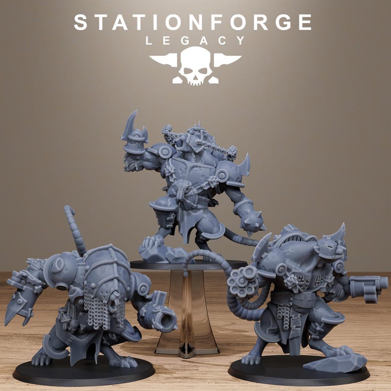 Rotfang Mega Rats | Station Forge 16k Resin Miniatures | 28mm 32mm Tabletop Wargaming | Unpainted All