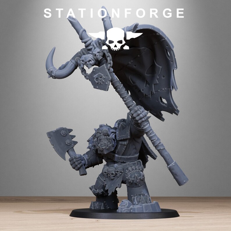 Chef Orkaz Bearer Orks | Station Forge 16k Figurines en résine | 28 mm 32 mm Jeux de figurines | Non peintes image 8