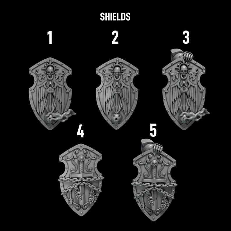 Eternal Pilgrims - Termi pack - Shields - 16k Resin - GreyTide Studio - Holy Warriors / Bitz / Tabletop / Wargaming / Grimdark bild 2