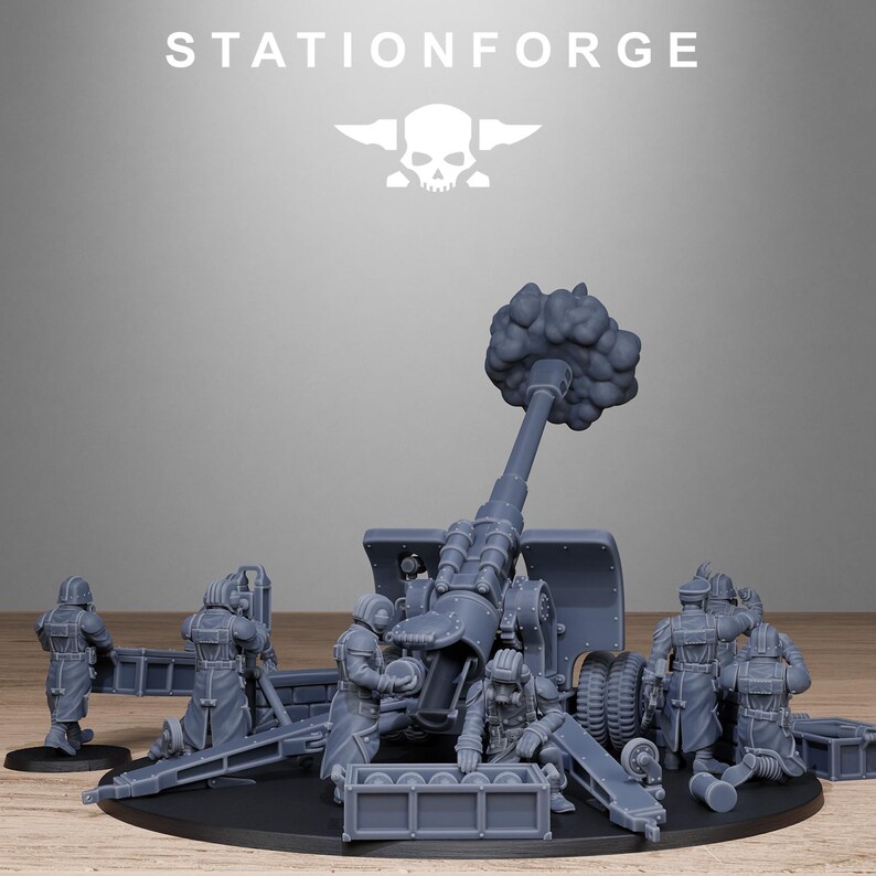 Grimguard Leichte Artillerie 2 | Station Forge 16k Resin-Miniaturen | 28 mm/32 mm Tabletop-Wargaming | Unbemalt Bild 6