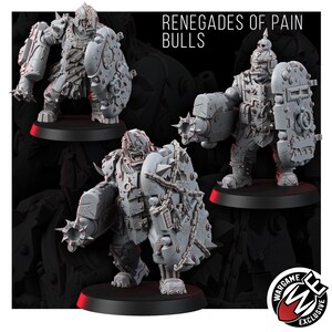 Chaos Renegades Of Pain Bulls | 16k Resin Miniatures | 28mm 32mm Tabletop Wargaming | Unpainted image 8