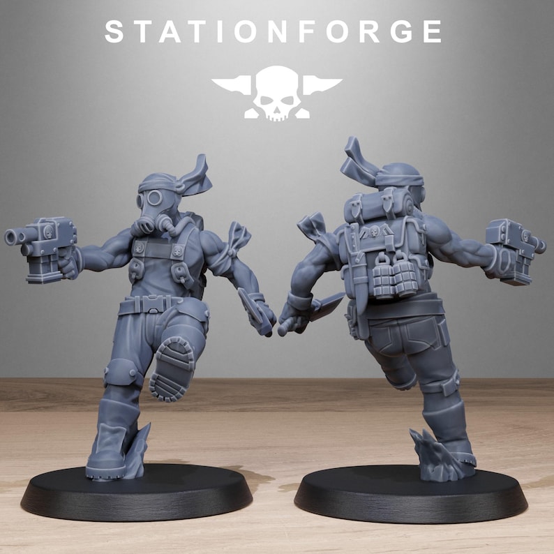Grimguard Jungle Fighters 2 / Station Forge 16k Resin Miniatures / 28 mm 32 mm Tabletop Wargaming / Sin pintar imagen 4