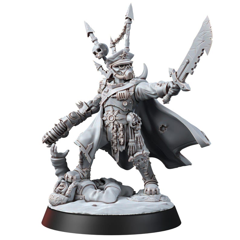 Chaos Renegades Of Pain General | 16k Resin Miniatures | 28mm 32mm Tabletop Wargaming | Unpainted image 6