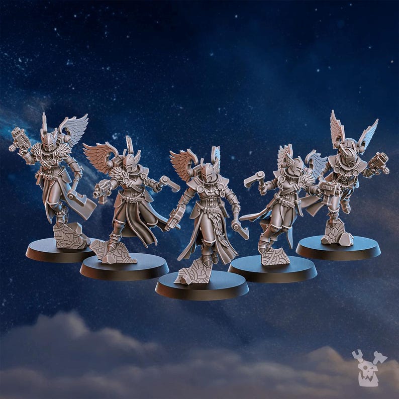 Valkyries Squad x5 | 16k Resin Miniatures | 28mm 32mm Tabletop Wargaming | Unpainted image 3