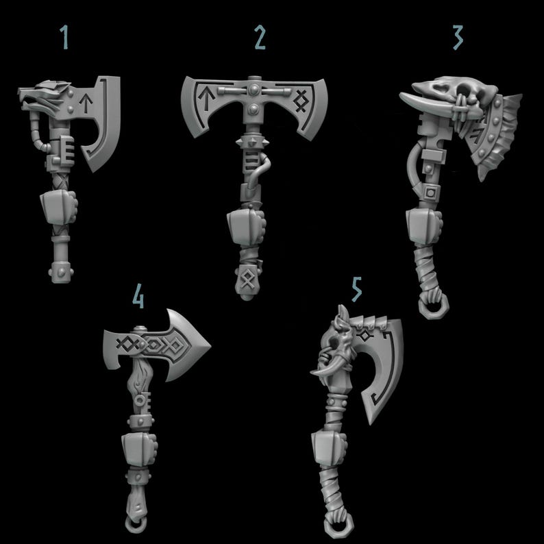 Primal Hounds - Axes - 16k Resin - GreyTide Studio - Wolves / Space Warriors / Bitz / Tabletop / Wargaming / Grimdark zdjęcie 2