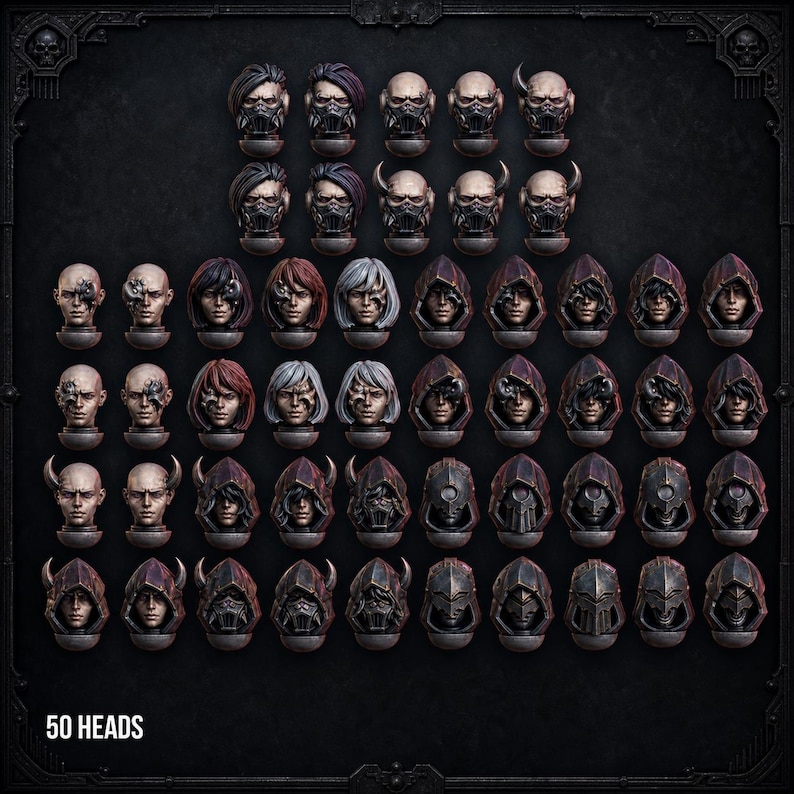 Unholy Space Coven Heads – 50 elementów żywicznych 16K (Sisterhood Wargaming) zdjęcie 1
