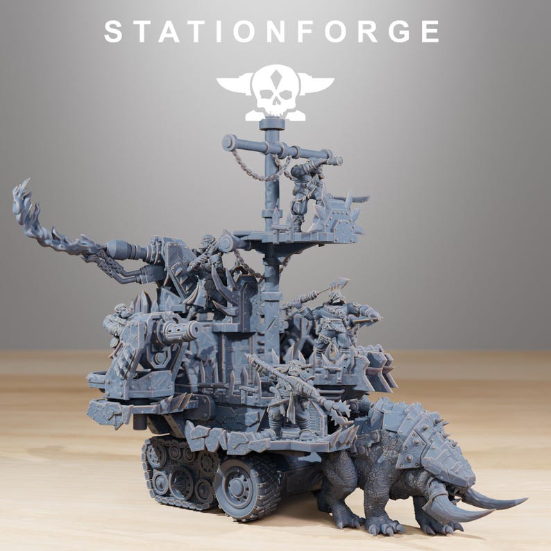 Orks Orkaz Death Mountain | Station Forge 16k Resin-Miniaturen | 28 mm 32 mm Tabletop-Wargaming | Unbemalt Bild 2