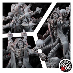 Necrocyborg Awaken Lord | 16k Resin Miniatures | 28mm 32mm Tabletop Wargaming | Unpainted image 5