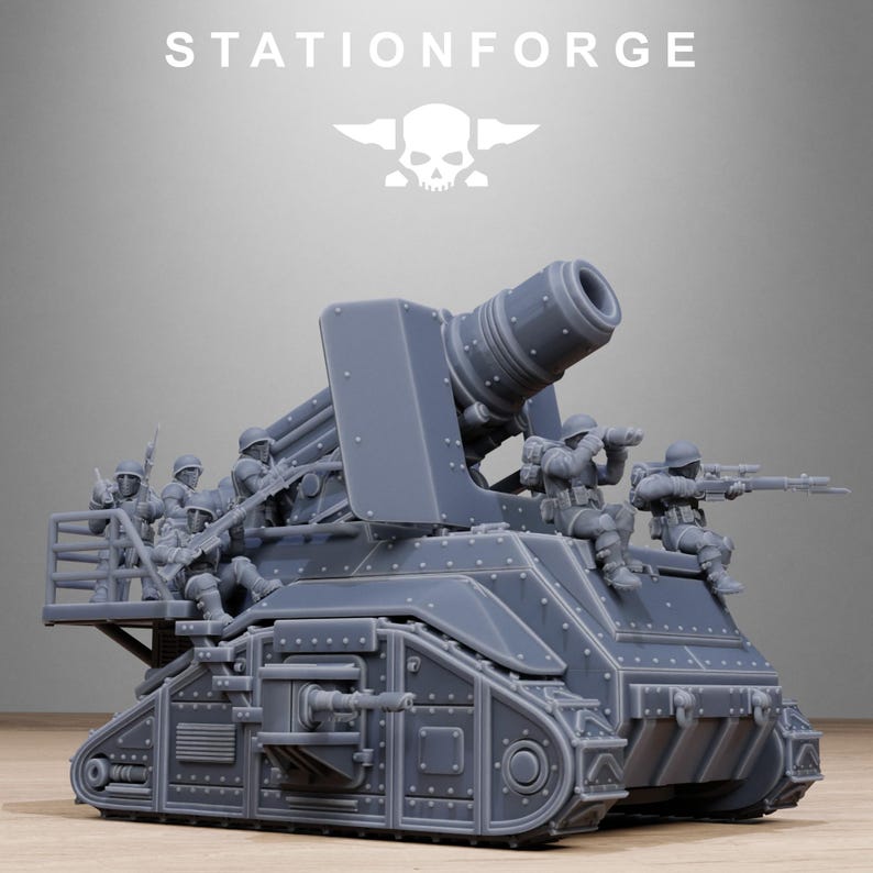 Freeguard artillerie minitank | Station Forge 16k harsminiaturen | 28 mm 32 mm tafelblad oorlogsspellen | Ongeverfd afbeelding 7