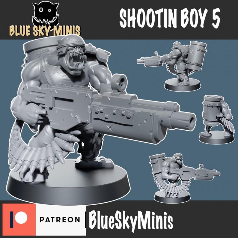 Shootin Boys Squad - Orc Squad - 16k Resin - Blue Sky Minis - Orcs / Tabletop / Wargaming / Grimdark image 7