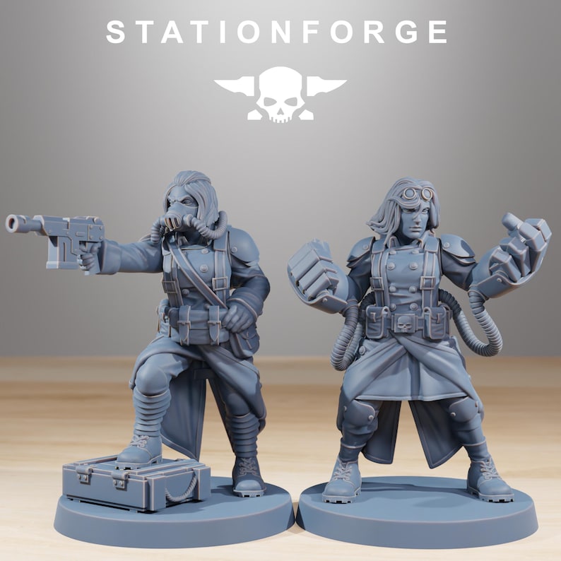 GrimGuard Sisters of War | Station Forge 16k Resin Miniatures | 28 mm 32 mm Tabletop Wargaming | Ongeverfd afbeelding 3