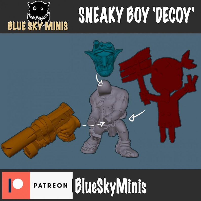 Sneaky Boy Decoy - Orc Character - 16k Resin - Blue Sky Minis - Orcs / Tabletop / Wargaming / Grimdark image 3