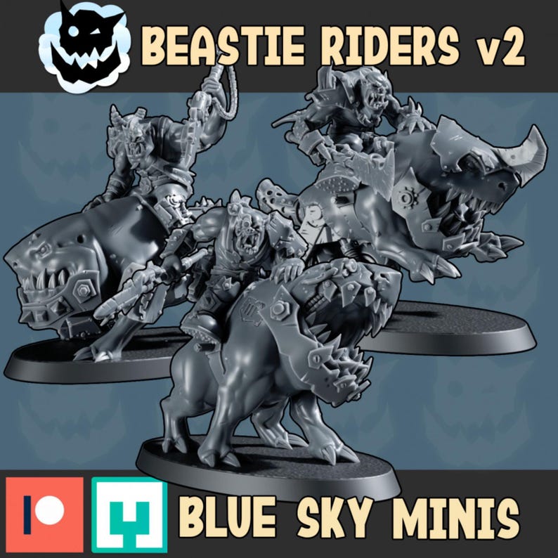 Beastie Riders Orc Squad - 16k Resin - Orcs / Tabletop / Wargaming / Grimdark image 2