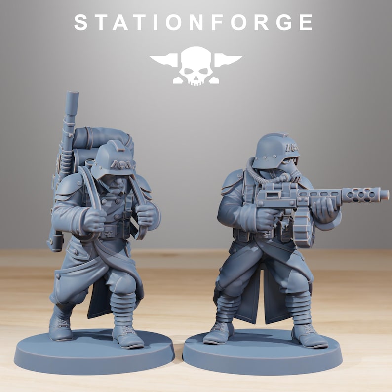Grimguard Combatants | Station Forge 16k Resin Miniatyrer | 28 mm 32 mm Bordspel Krigsspel | Omålad bild 6
