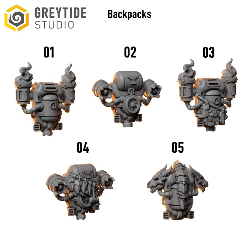Anvil Wardens - Backpacks - 16k Resin - GreyTide Studio - Drakes / Space Warriors / Bitz / Tabletop / Wargaming / Grimdark image 2