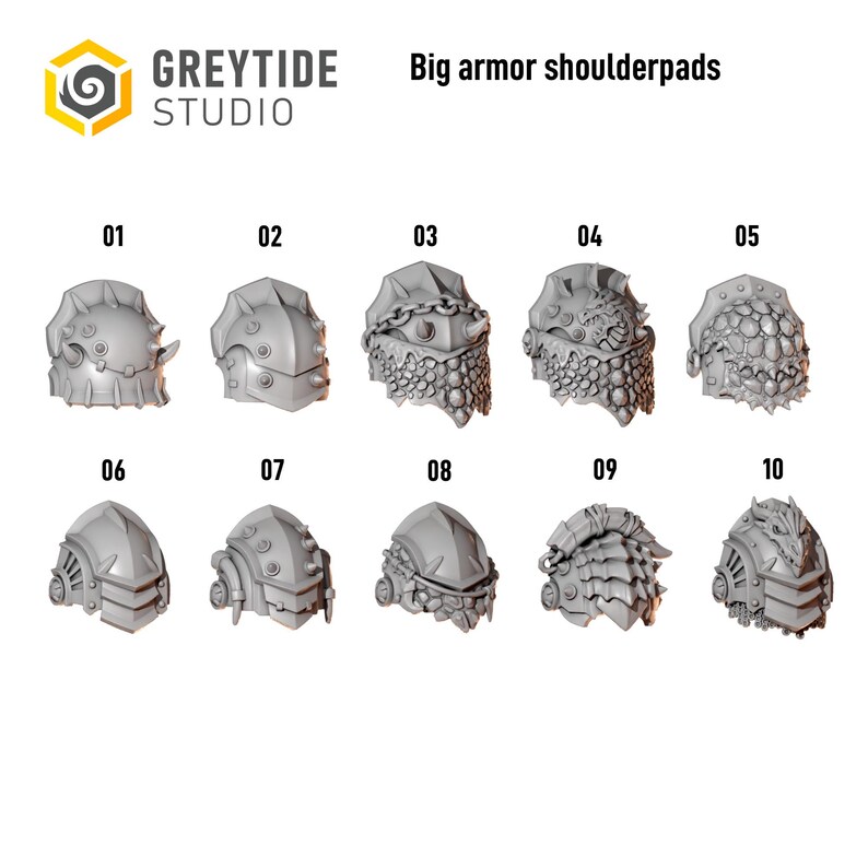Anvil Wardens - Hombreras de armadura grande - Resina 16k - GreyTide Studio - Drakes / Guerreros espaciales / Piezas / Juegos de mesa / Wargaming / Grimdark imagen 2