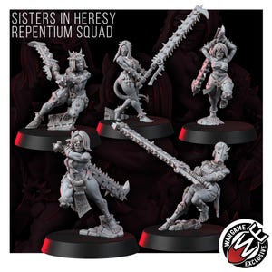 Sisters In Heresy Repentium Squad | 16k Resin Miniatures | 28mm 32mm Tabletop Wargaming | Unpainted image 10