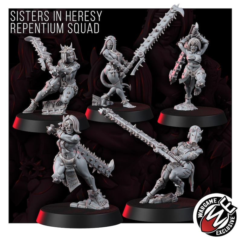 Sisters In Heresy Repentium Squad | 16k Resin Miniatures | 28mm 32mm Tabletop Wargaming | Unpainted image 10