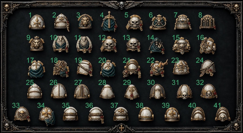 Eternal Pilgrims - Big shoulderpads - 16k Resin - GreyTide Studio - Holy Warriors / Space Warriors / Bitz / Tabletop / Wargaming / Grimdark image 1