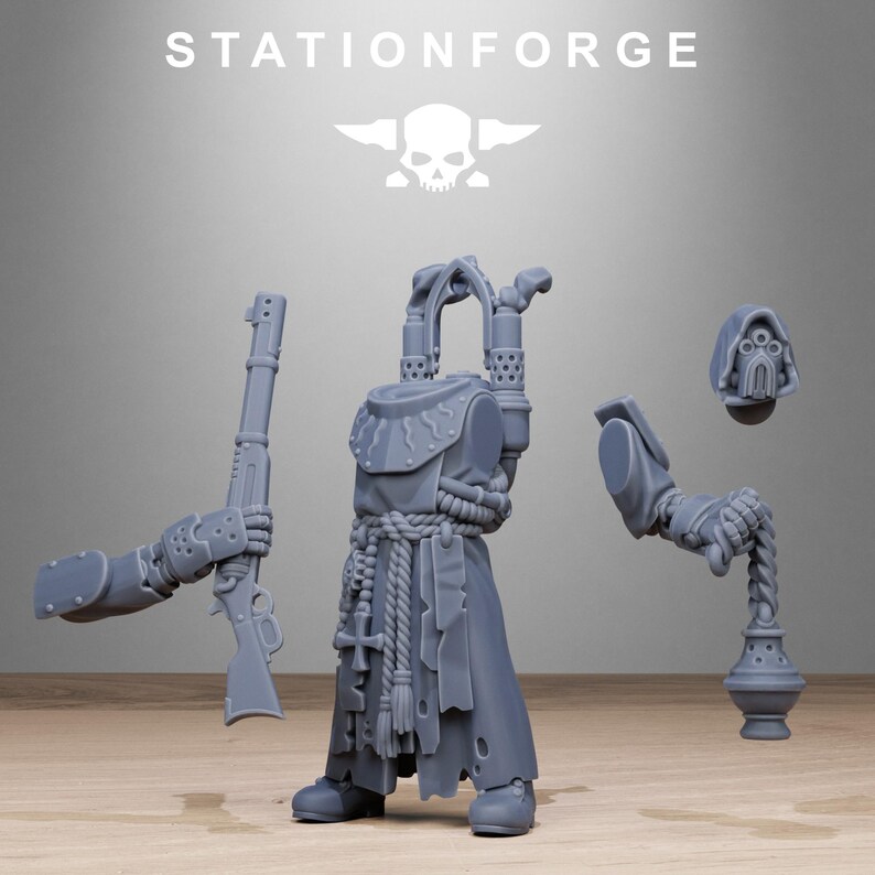 Scavenger Sanctum Infantry | Station Forge 16k Resin Miniatyrer | 28 mm 32 mm Bordsskiva Krigsspel | Omålad bild 3