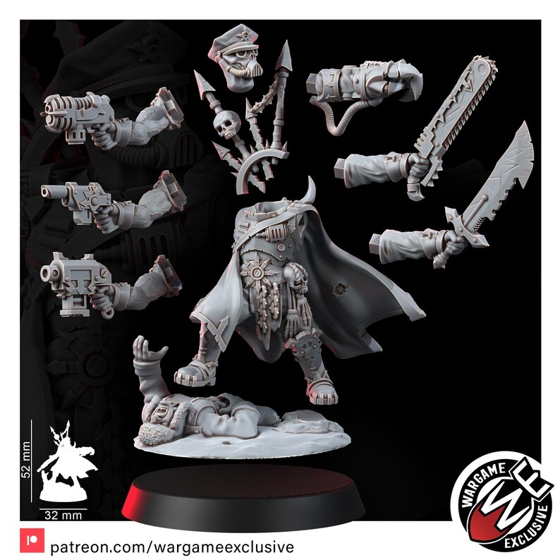 Chaos Renegades Of Pain General | 16k Resin Miniatures | 28mm 32mm Tabletop Wargaming | Unpainted image 5