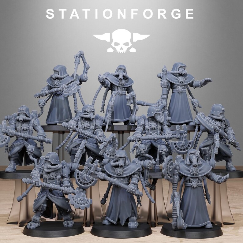 Grimguard Tech Engineers | Station Forge 16k Resin Miniatures | 28mm 32mm Tabletop Wargaming | Unpainted image 2
