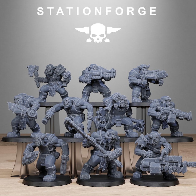 Orks Orkaz Bros Infantry | Station Forge 16k Resin Miniatures | 28mm 32mm Tabletop Wargaming | Unpainted image 10