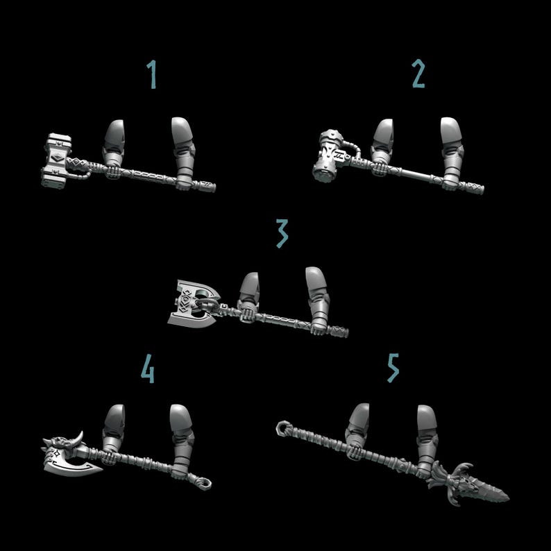 Primal Hounds - Two Handed Weapons - 16k Resin - GreyTide Studio - Wolves / Space Warriors / Bitz / Tabletop / Wargaming / Grimdark image 2