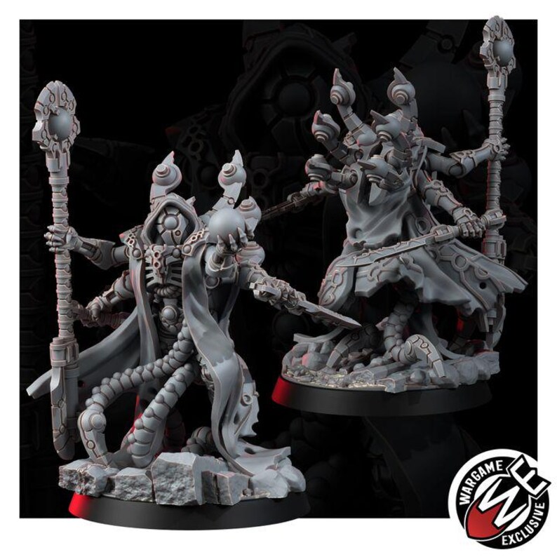 Necrocyborg Awaken Lord | 16k Resin Miniatures | 28mm 32mm Tabletop Wargaming | Unpainted image 2