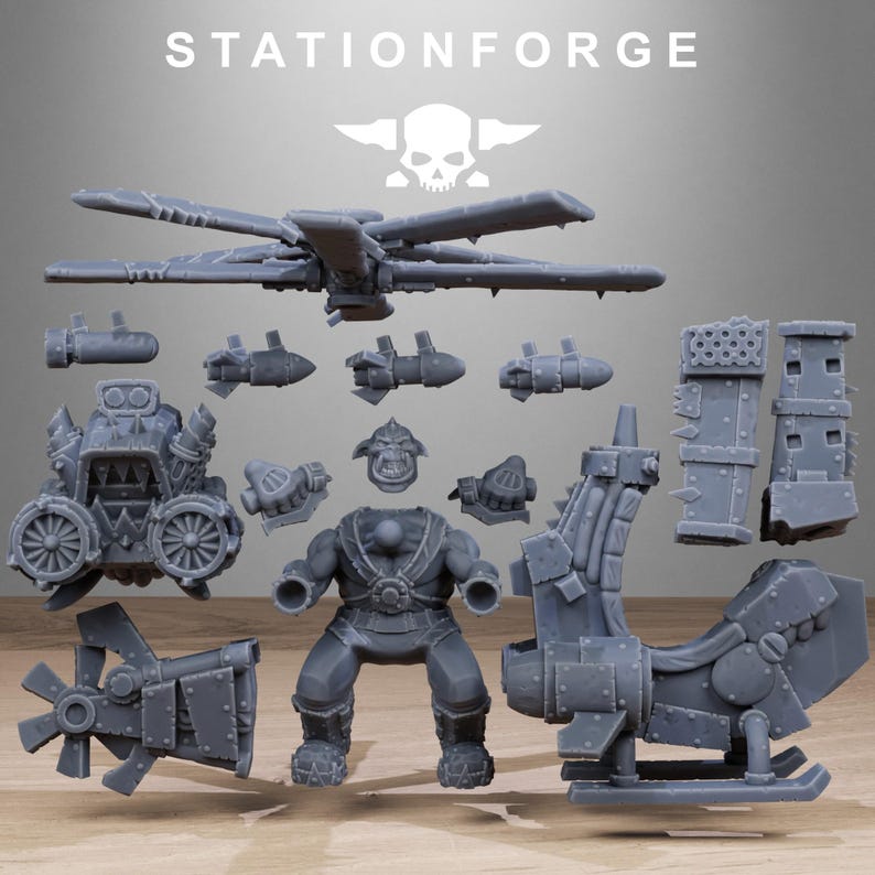 Orks Orkaz Kopters | Station Forge 16k Resin Miniatures | 28mm 32mm Tabletop Wargaming | Unpainted image 7