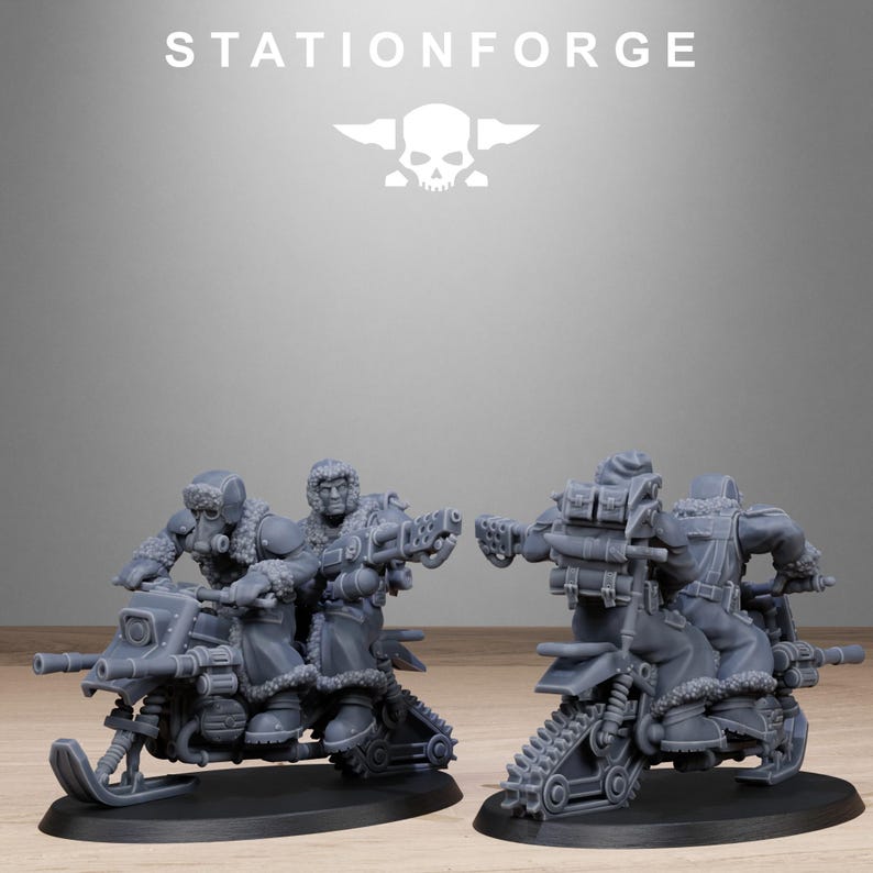 Motociclistas de nieve de la Guardia Gélida / Miniaturas de resina Station Forge 16k / 28 mm 32 mm para juegos de mesa / Sin pintar imagen 7