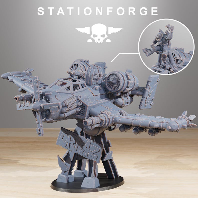Orks Orkaz Plane | Station Forge 16k Resin Miniatures | 28mm 32mm Tabletop Wargaming | Unpainted image 2