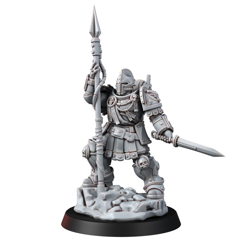 Space Knights Polemarchos | 16k Resin Miniatures | 28mm 32mm Tabletop Wargaming | Unpainted image 5
