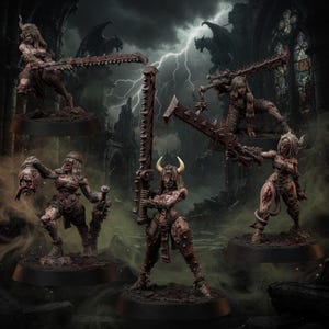Sisters of Heresy Repentium Squad T2 | 16k Resin Miniatures | 28 mm 32 mm Tabletop Wargaming | Unbemalt Bild 1