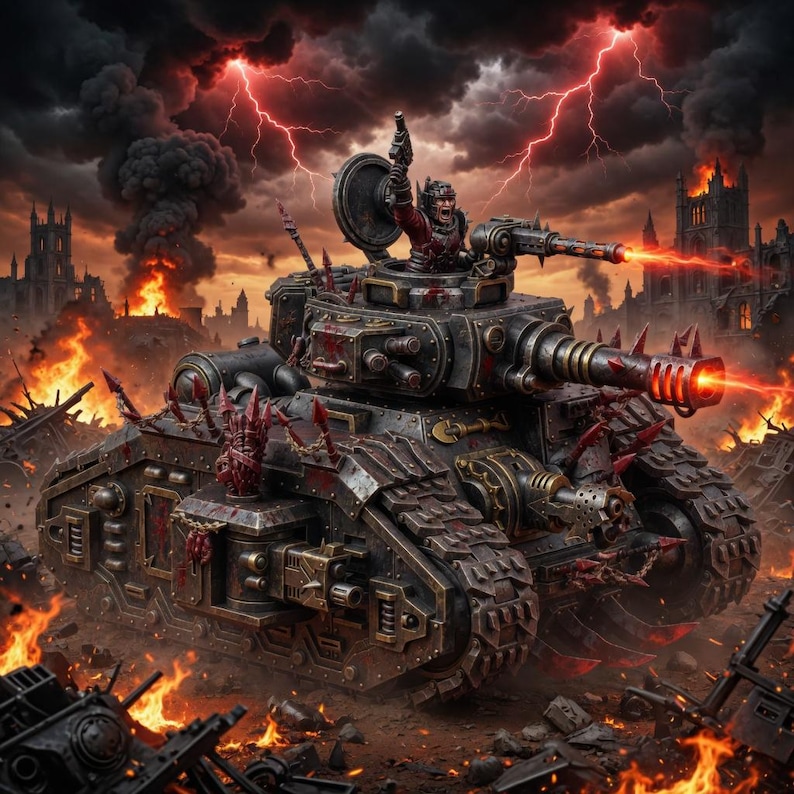 Chaos Degrader Battle Tank | 16k Resin Miniatures | 28mm 32mm Tabletop Wargaming | Unpainted image 1